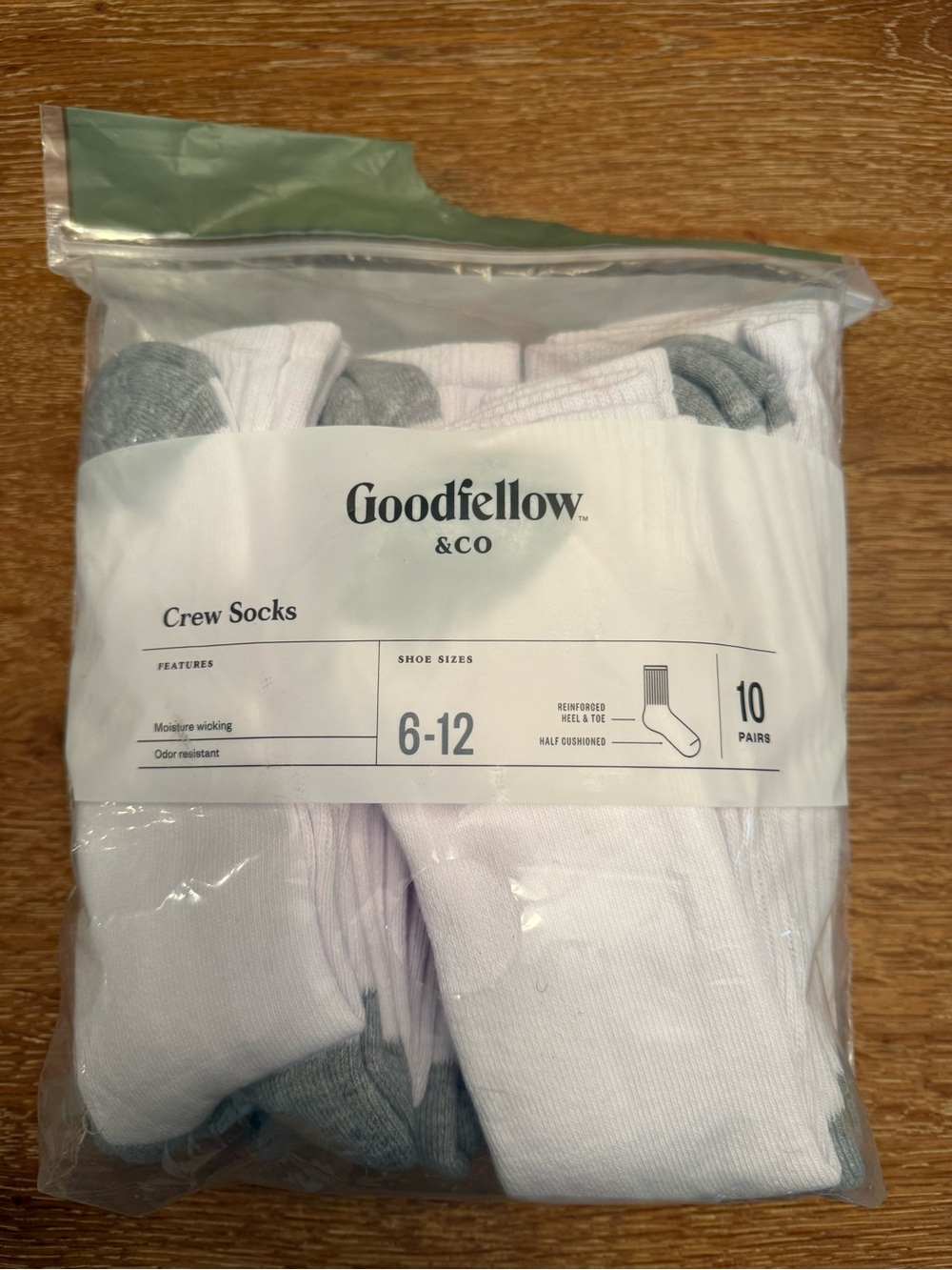 Goodfellow & Co White and Gray Crew Sock Pack - 10 Pairs